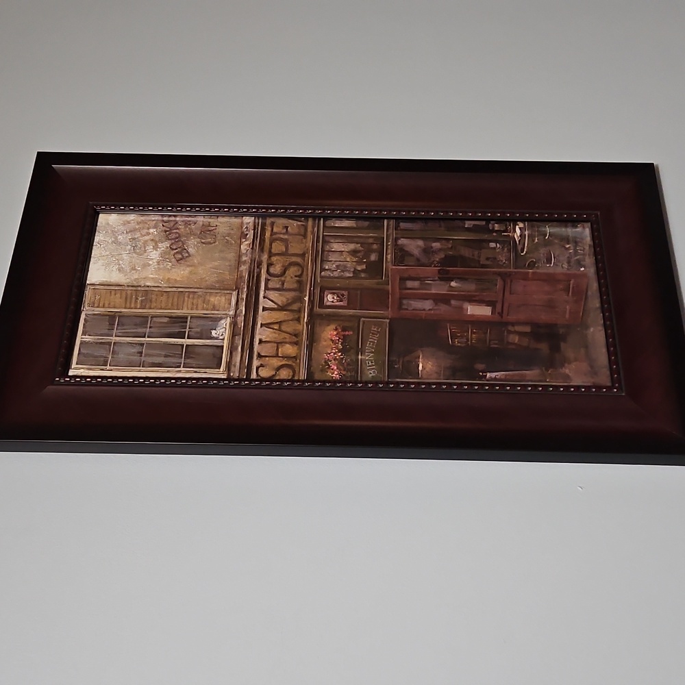 Framed Shakespeare Bookstore Art Print With Glass Front Molded Frame